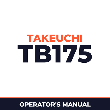 Takeuchi TB175 operators manual. Serial No. 17512105