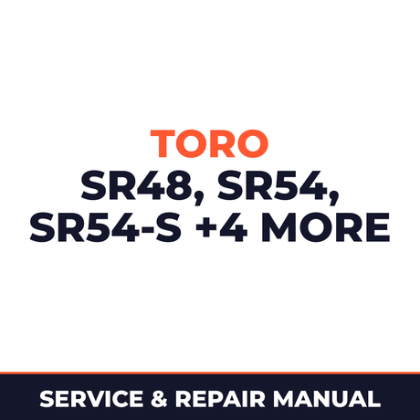 Toro ProCore SR48 54 54-S 70 70-S 72 75 SR Series Machine Service & Repair Manual