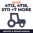 Zetor 4712/4718/5711/5718/5745/5748/6711/6718/6745/6748 Tractors Service & Repair Manual